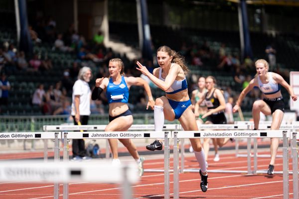 Mayleen Bartz (VfL Stade) ueber 100m Huerden am 03.07.2022 waehrend den NLV+BLV Leichtathletik-Landesmeisterschaften im Jahnstadion in Goettingen (Tag 1)